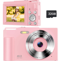 Детская цифровая камера ROQIOO 48MP, 1080P, с автофокусом и 16x зумом