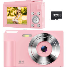 Детская цифровая камера ROQIOO 48MP, 1080P, с автофокусом и 16x зумом
