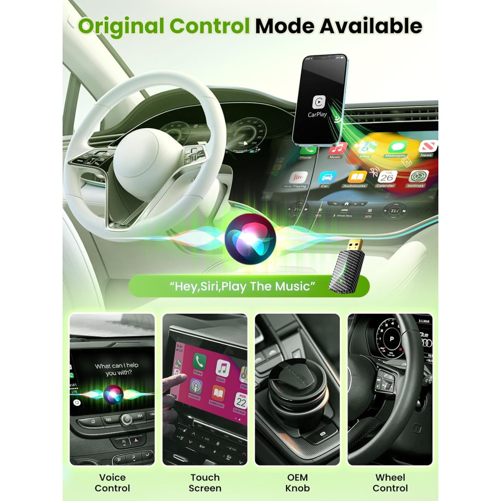 Адаптер в машину Apple CarPlay/Android Auto Abune с 5 ГГц Wi-Fi и Bluetooth