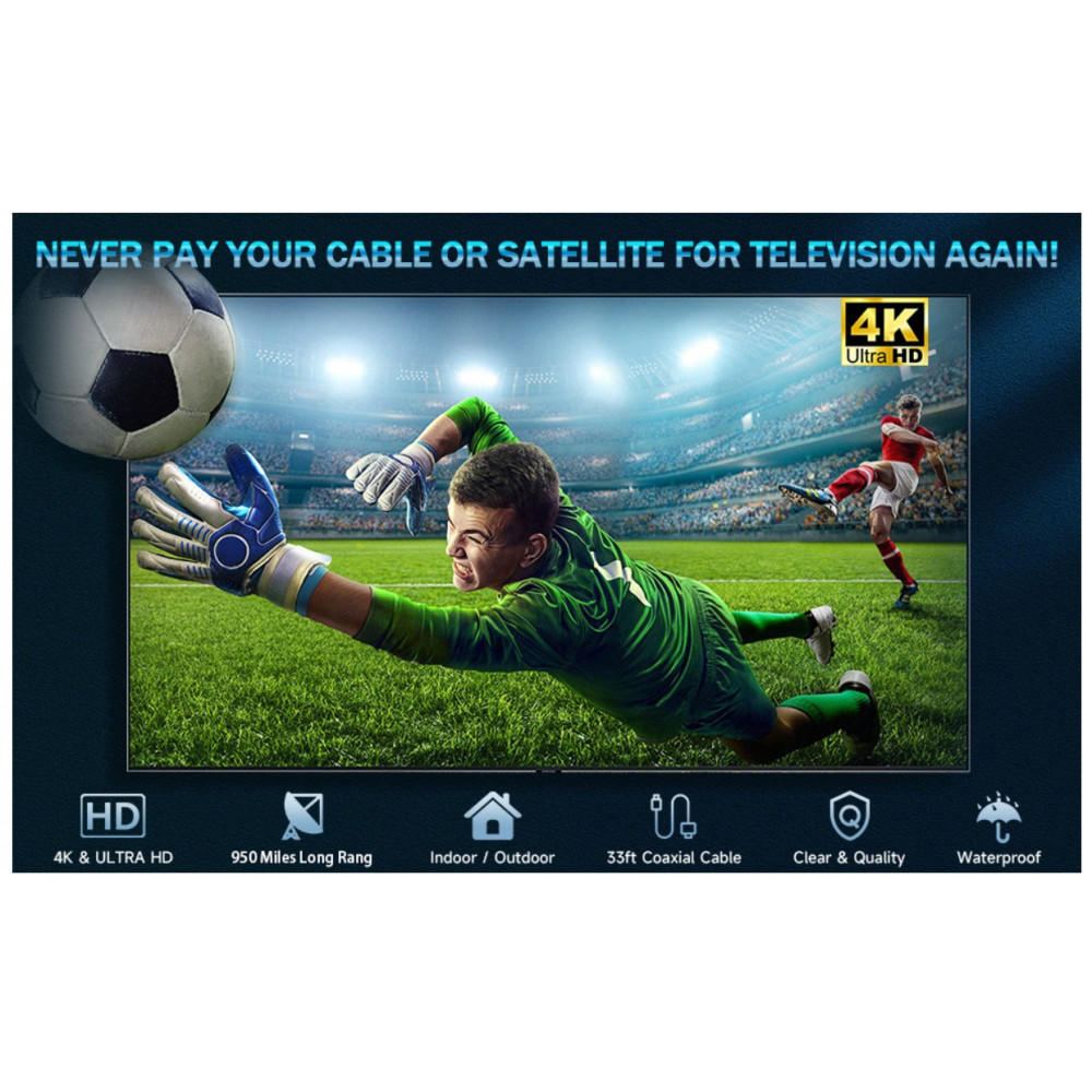 Антена HD для T2/Smart TV кімнатна/вулична EUGIEM 4-12FH