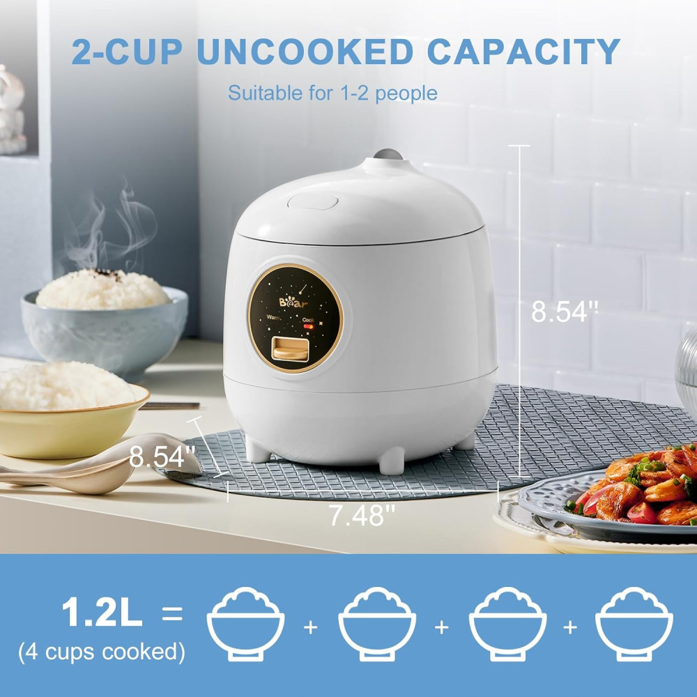 Мини-рисоварка Bear 1.2L на 2 чашки 3D-нагрев