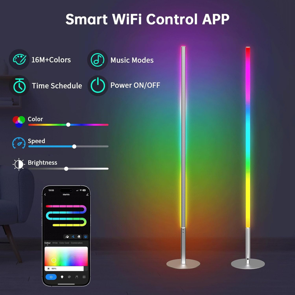 Умный торшер Hzitcigm WiFi RGBCW с поддержкой Alexa/Google Home