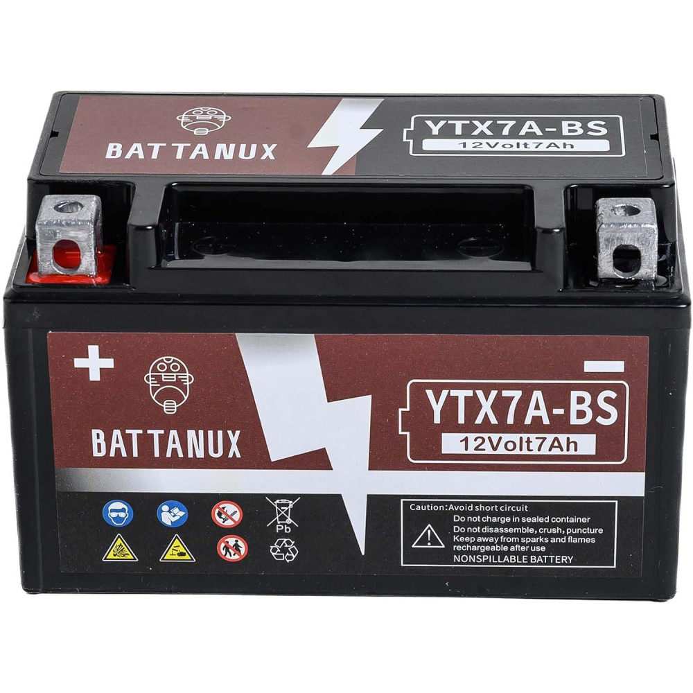 Аккумулятор для мотоциклов, квадроциклов, снегоходов (12V 7Ah) Battanux YTX7A-BS 