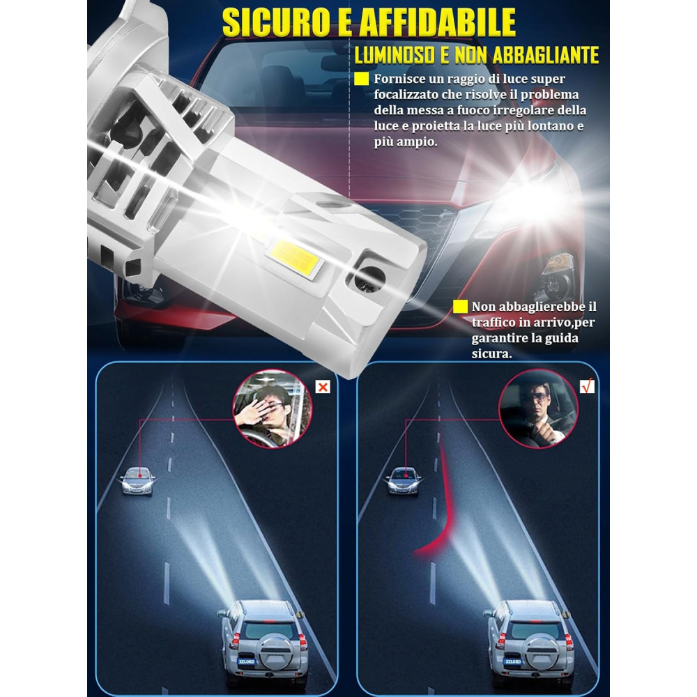 Автомобильные LED лампы XELORD H4, 6500K, 12000LM, 60W, 12V, Plug & Play