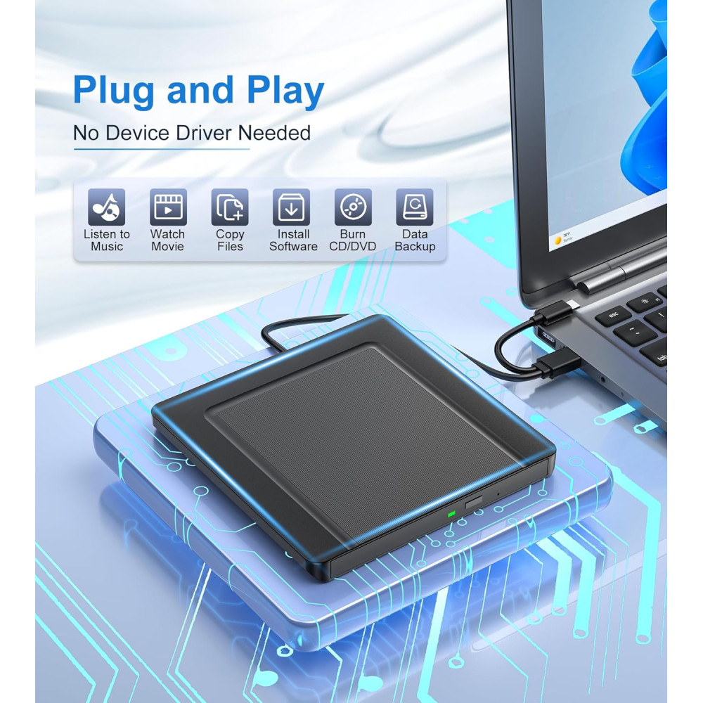 Внешний CD/DVD-привод Umaniy USB 3.0 + USB-C