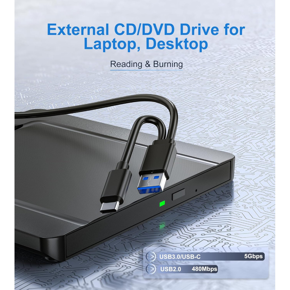 Внешний CD/DVD-привод Umaniy USB 3.0 + USB-C