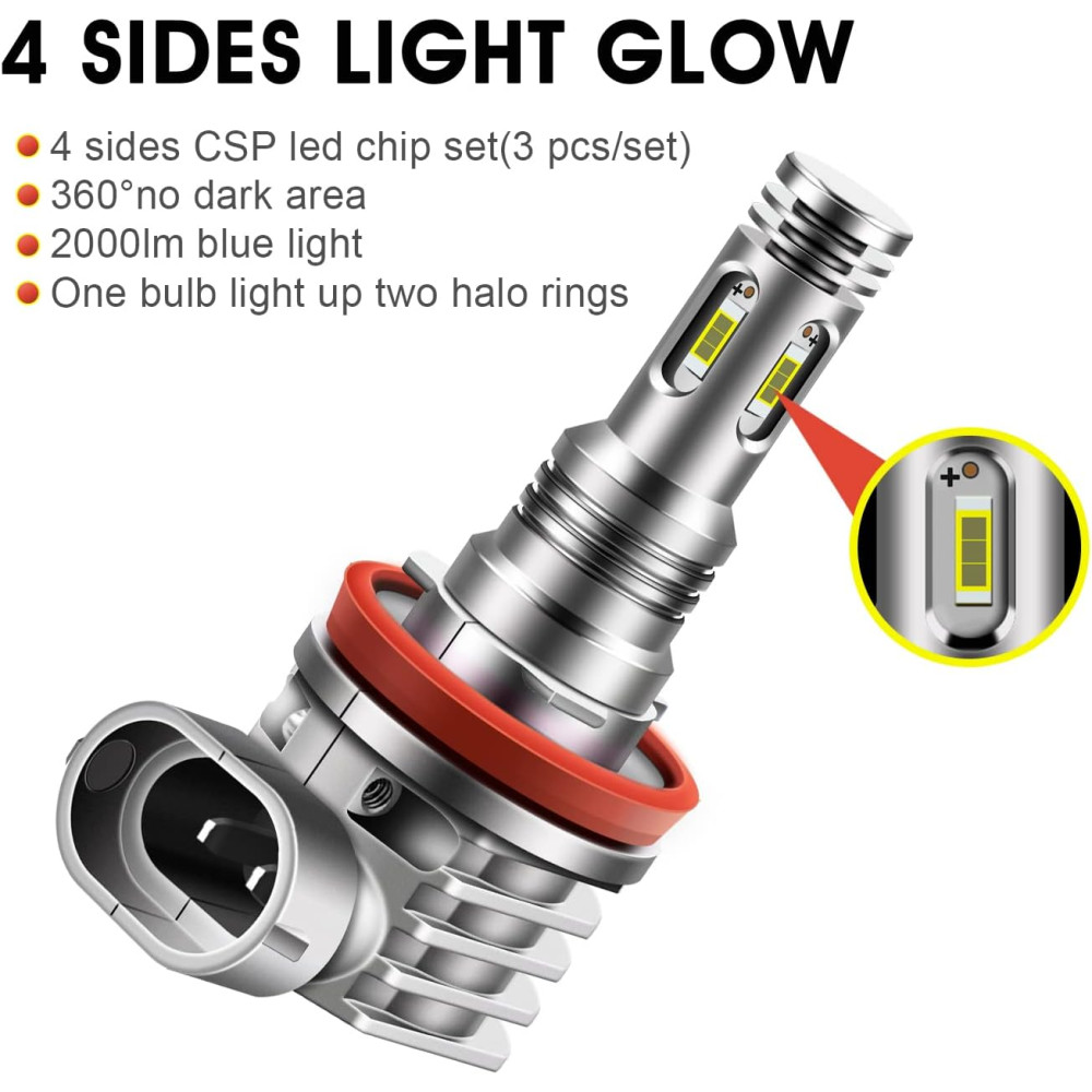 Светодиодные лампы H8 Angel Eyes "TECTICO" для BMW, 6000K, 40W, Canbus,