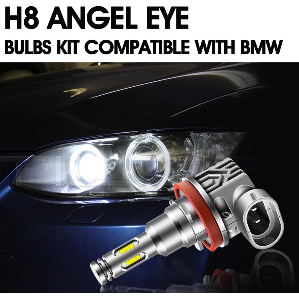 Светодиодные лампы H8 Angel Eyes "TECTICO" для BMW, 6000K, 40W, Canbus,