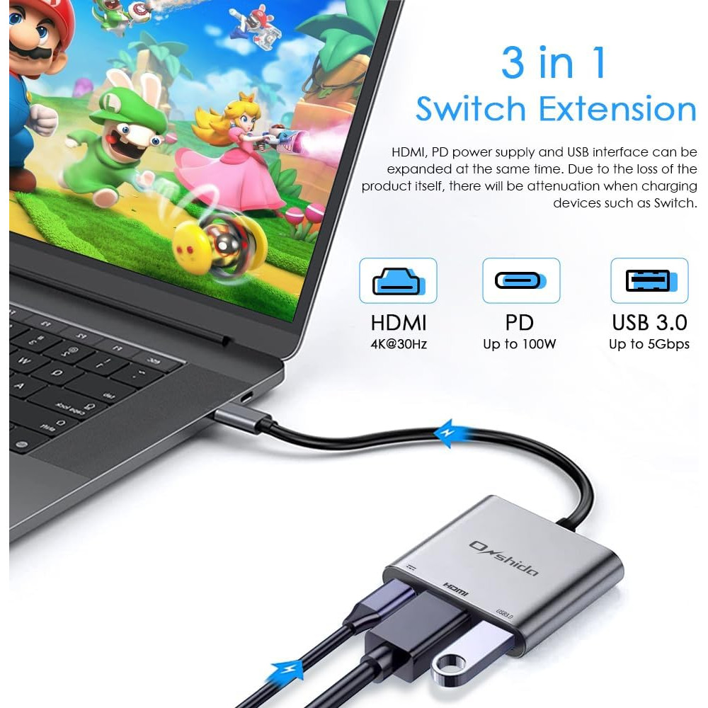 Адаптер USB-C 3-в-1 для Nintendo Switch Onshida