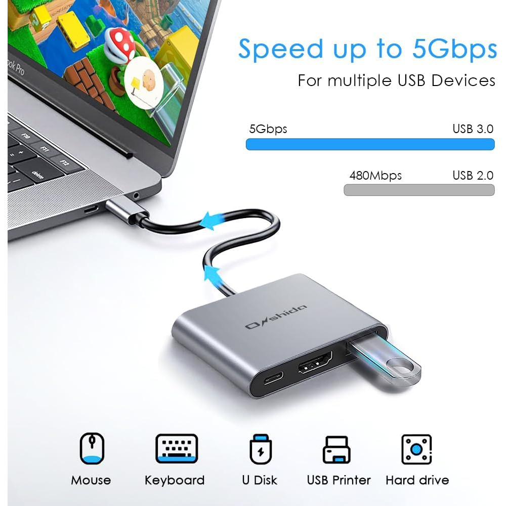 Адаптер USB-C 3-в-1 для Nintendo Switch Onshida