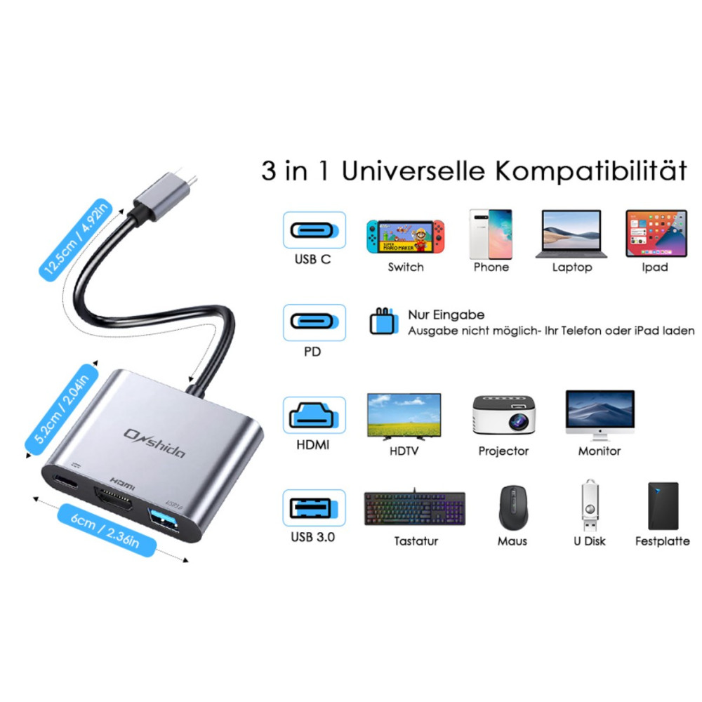 Адаптер USB-C 3-в-1 для Nintendo Switch Onshida