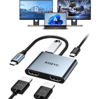 Адаптер USB-C на 2 HDMI, USB 3.0, PD 100 Вт  "KOZYC"