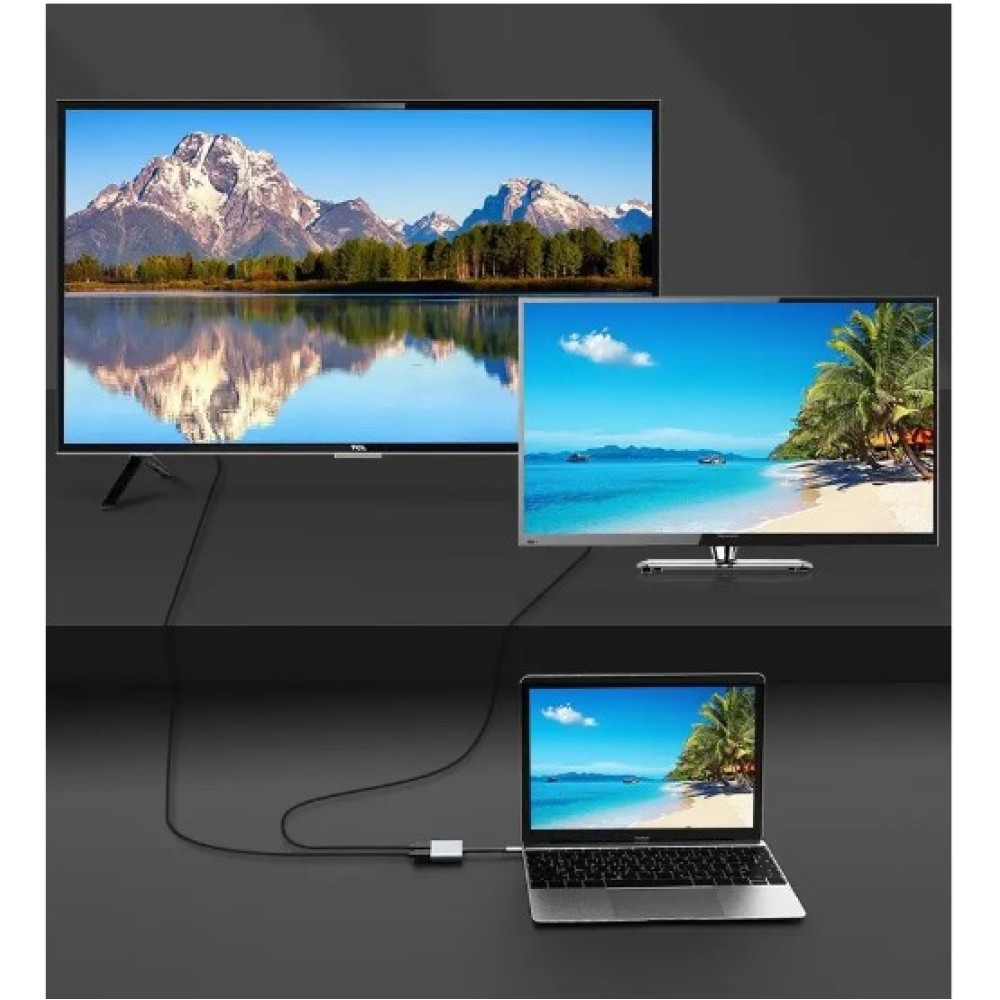 Адаптер USB-C на 2 HDMI, USB 3.0, PD 100 Вт  "KOZYC"