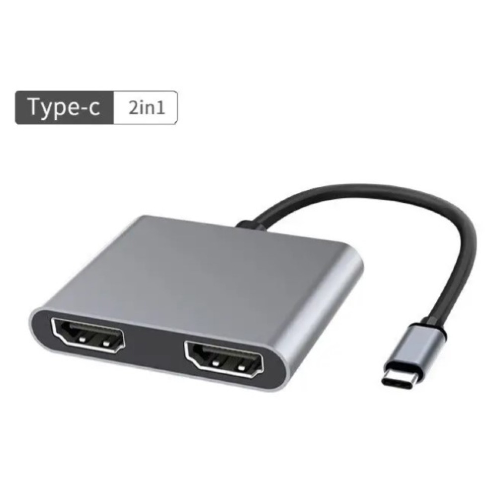 Адаптер USB-C на 2 HDMI, USB 3.0, PD 100 Вт  "KOZYC"