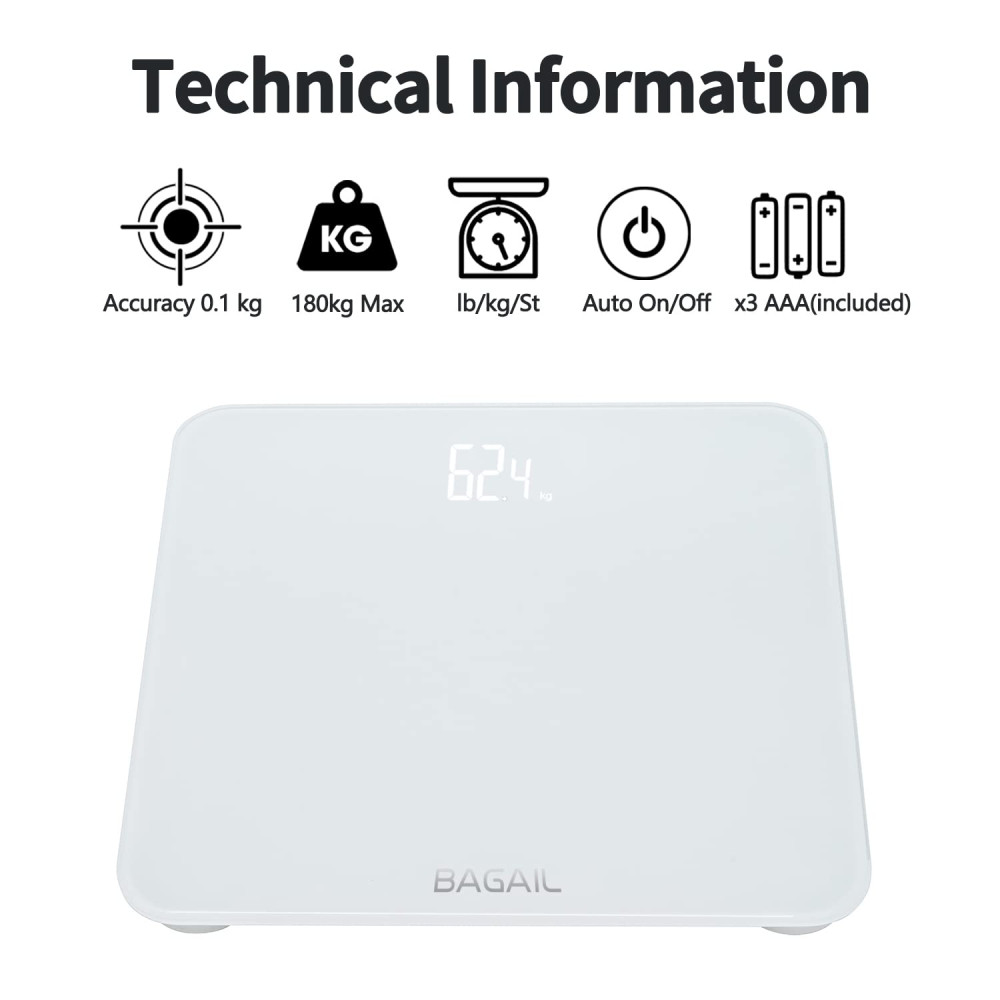 Весы напольные BAGAIL, цифровые, с LED-дисплеем