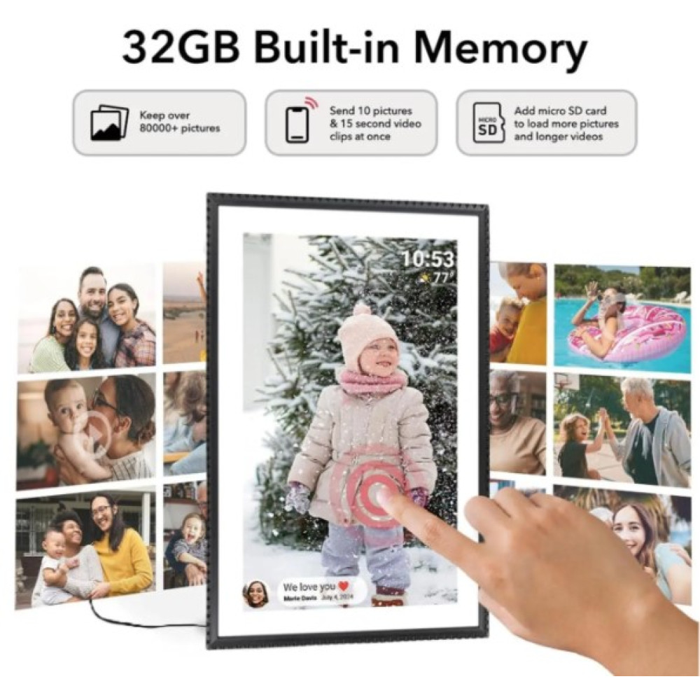 Фоторамка цифровая Frameo 10,1-дюйм Wi-Fi 1280x800 HD, с памятью 32 ГБ