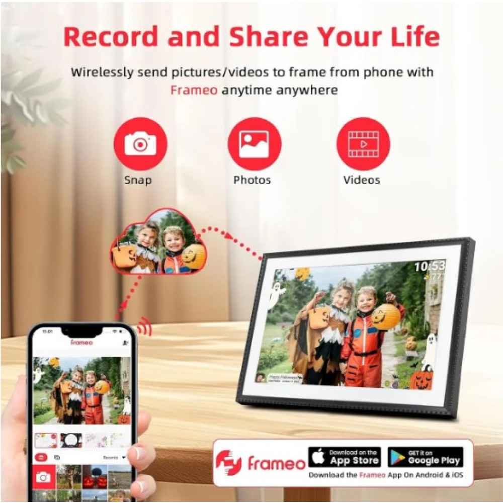 Фоторамка цифровая Frameo 10,1-дюйм Wi-Fi 1280x800 HD, с памятью 32 ГБ