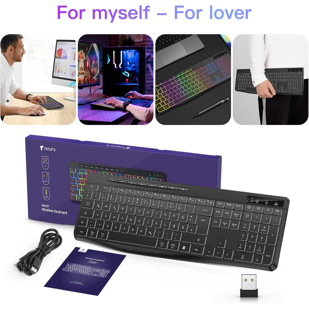 Беспроводная игровая клавиатура TECURS (AZERTY - раскладка клавиш) 