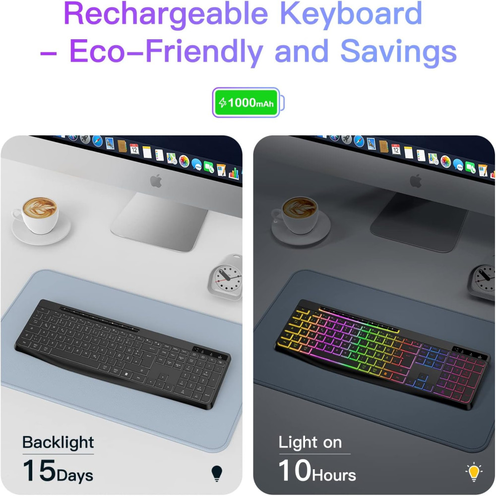 Беспроводная игровая клавиатура TECURS (AZERTY - раскладка клавиш) 