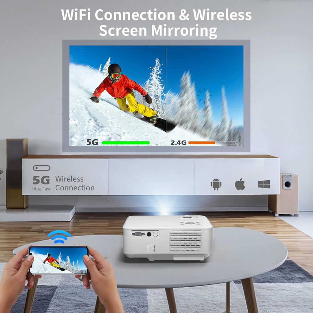 Проектор Vigpil 4K 16000 Люмен, Full HD 1080P
