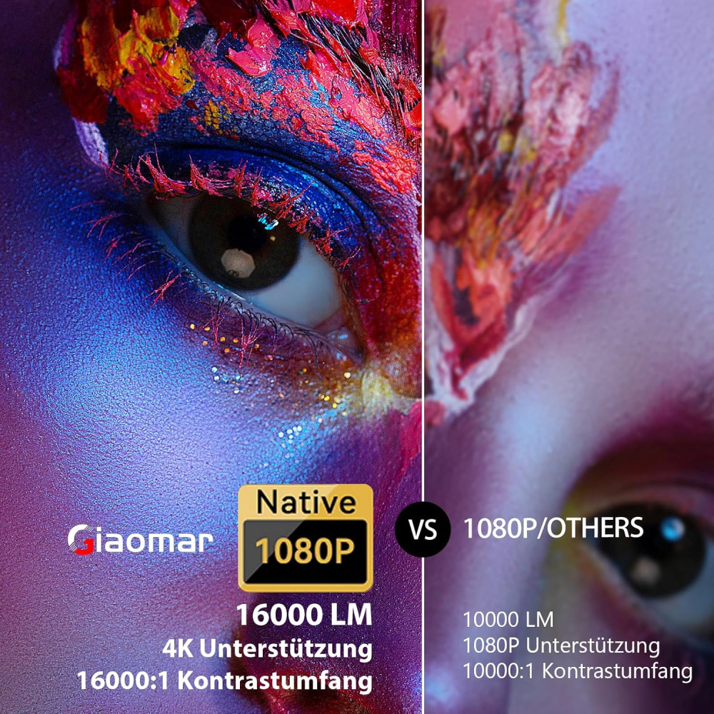 Проектор Vigpil 4K 16000 Люмен, Full HD 1080P