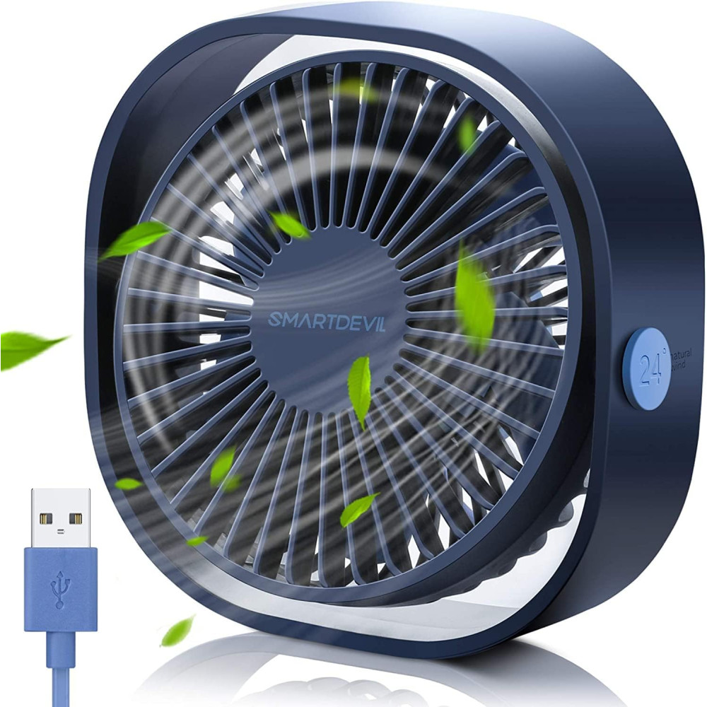 Портативный USB-вентилятор SMARTDEVIL, с 2 уровнями скорости, вращением на 360