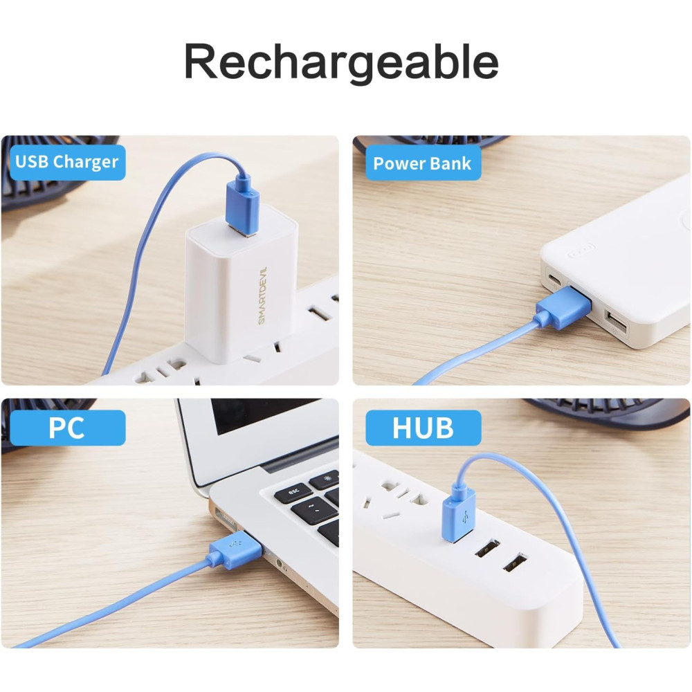 Портативный USB-вентилятор SMARTDEVIL, с 2 уровнями скорости, вращением на 360