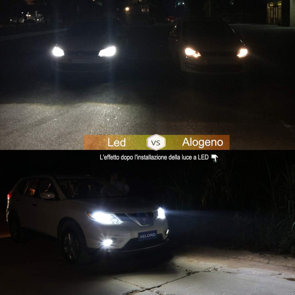 LED лампы автомобильные 6500K XELORD HIR2, Холодные белые автомобильные фары (2 шт.)