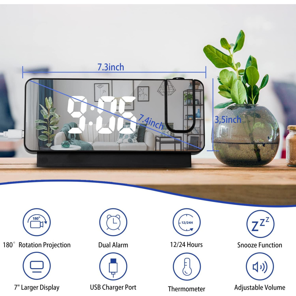 Цифровой проекционный будильник BAOTOP для спальни