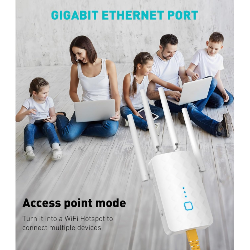 WiFi ретранслятор Surncest 1.2 Гбит/с, усилитель сигнала WiFi для дома | Двухдиапазонный 5 ГГц и 2.4 ГГц