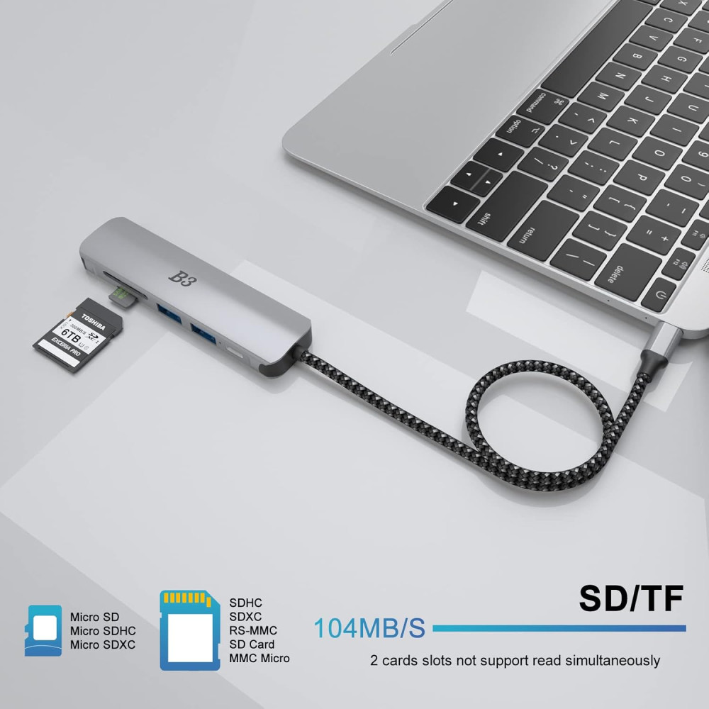 USB-хаб, концентратор, адаптер B3 BIGTHREE для MacBook Pro, 7 в 1, 4K HDMI