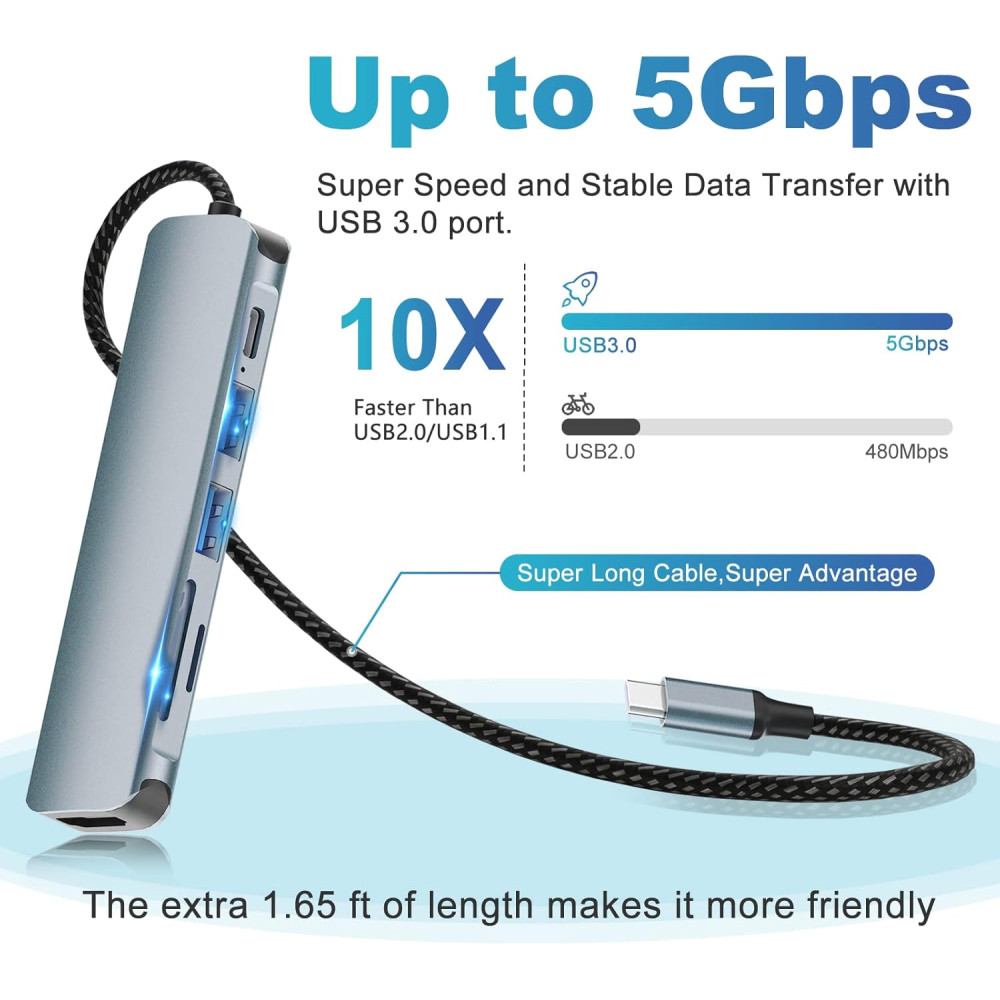 USB-хаб, концентратор, адаптер B3 BIGTHREE для MacBook Pro, 7 в 1, 4K HDMI