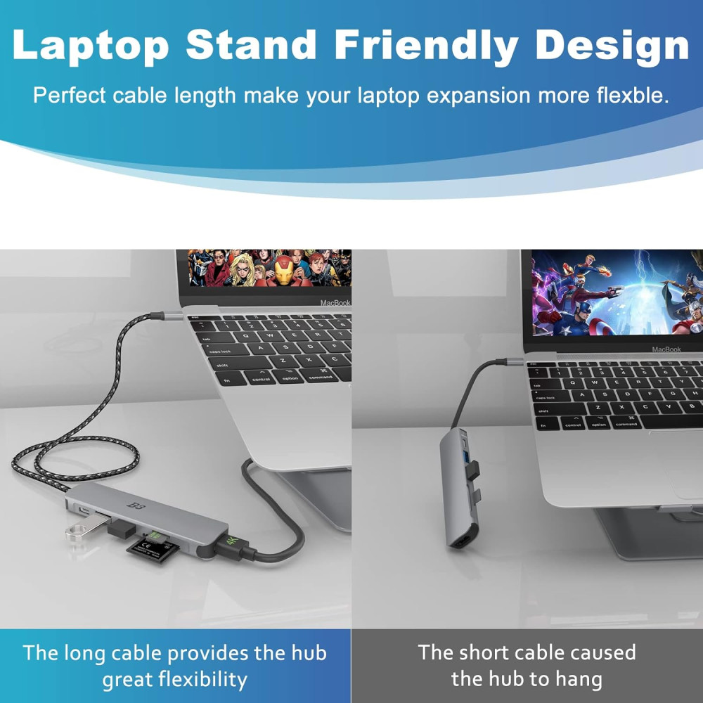 USB-хаб, концентратор, адаптер B3 BIGTHREE для MacBook Pro, 7 в 1, 4K HDMI