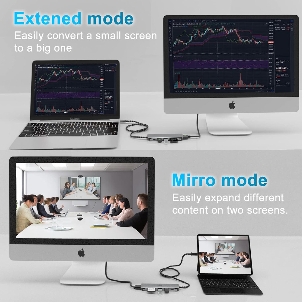 USB-хаб, концентратор, адаптер B3 BIGTHREE для MacBook Pro, 7 в 1, 4K HDMI