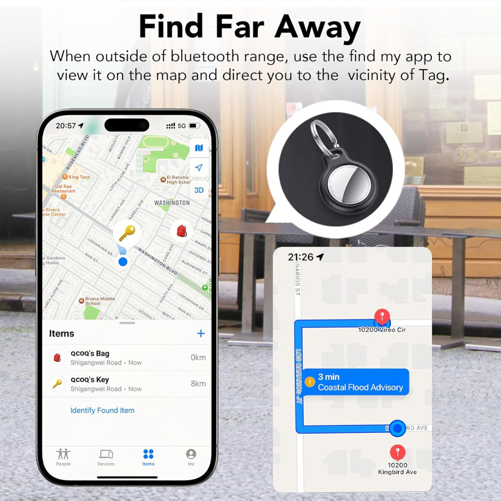 Bluetooth трекер-брелок маячок для поиска QCOQ с поддержкой Apple Find My