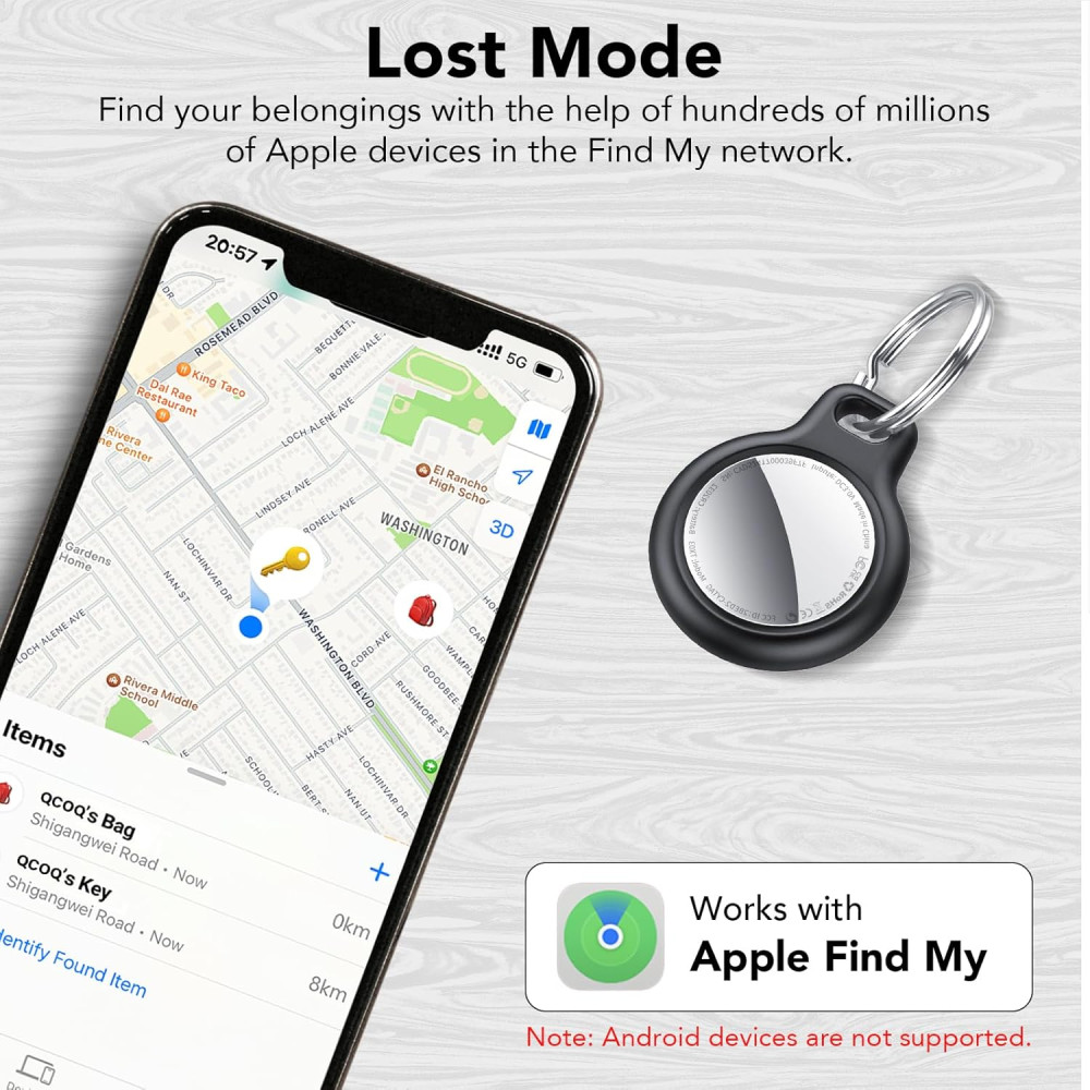 Bluetooth трекер-брелок маячок для поиска QCOQ с поддержкой Apple Find My