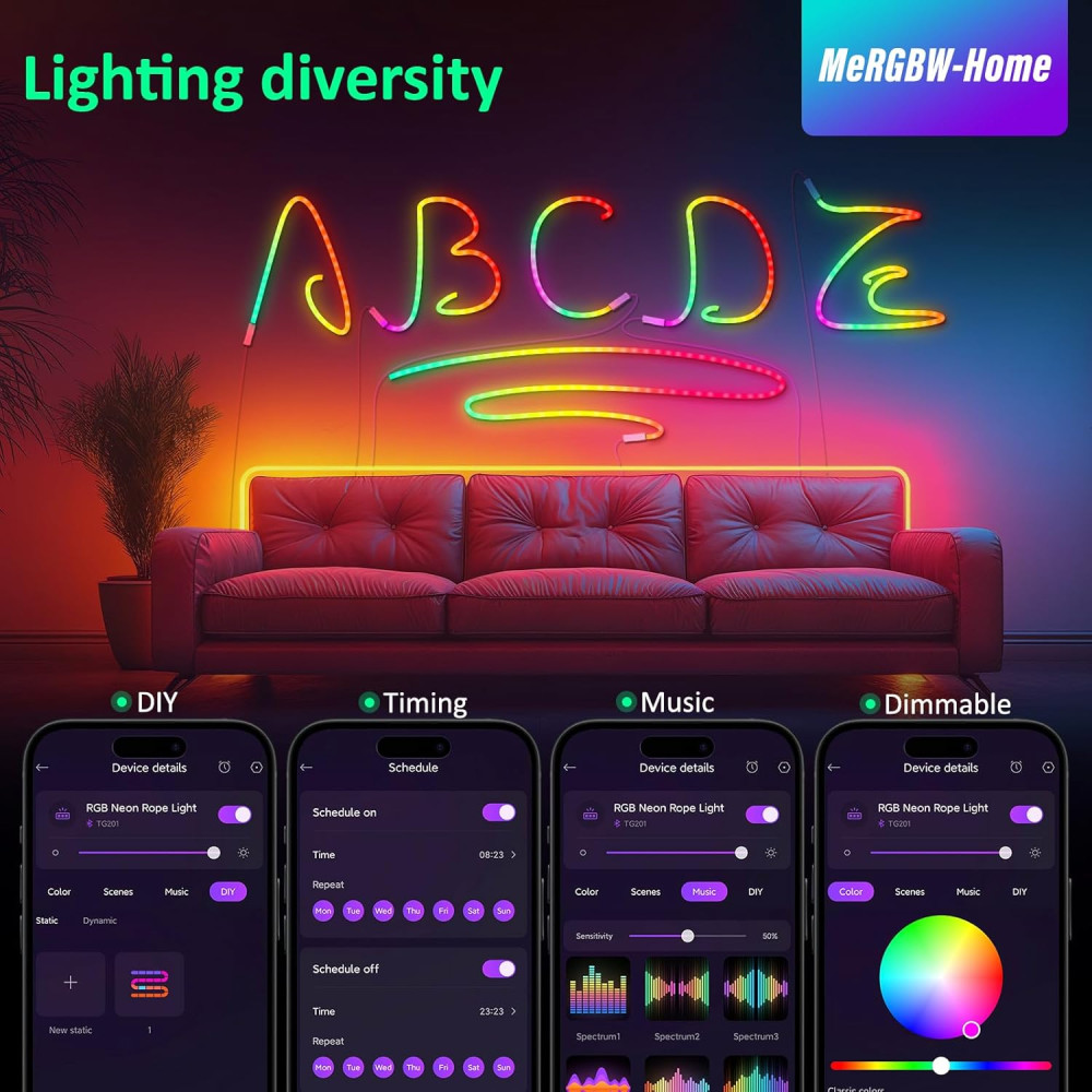 Гибкая RGB LED неоновая лента MeRGBW-Home | 1 метр