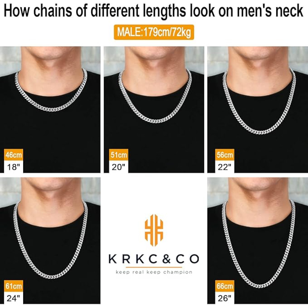 Цепочка мужская KRKC CO 8 мм нержавеющая сталь позолота 18K 50 66 см