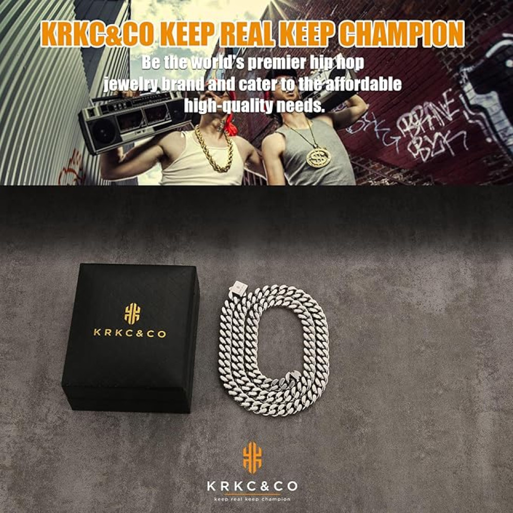 Цепочка мужская KRKC CO 8 мм нержавеющая сталь позолота 18K 50 66 см
