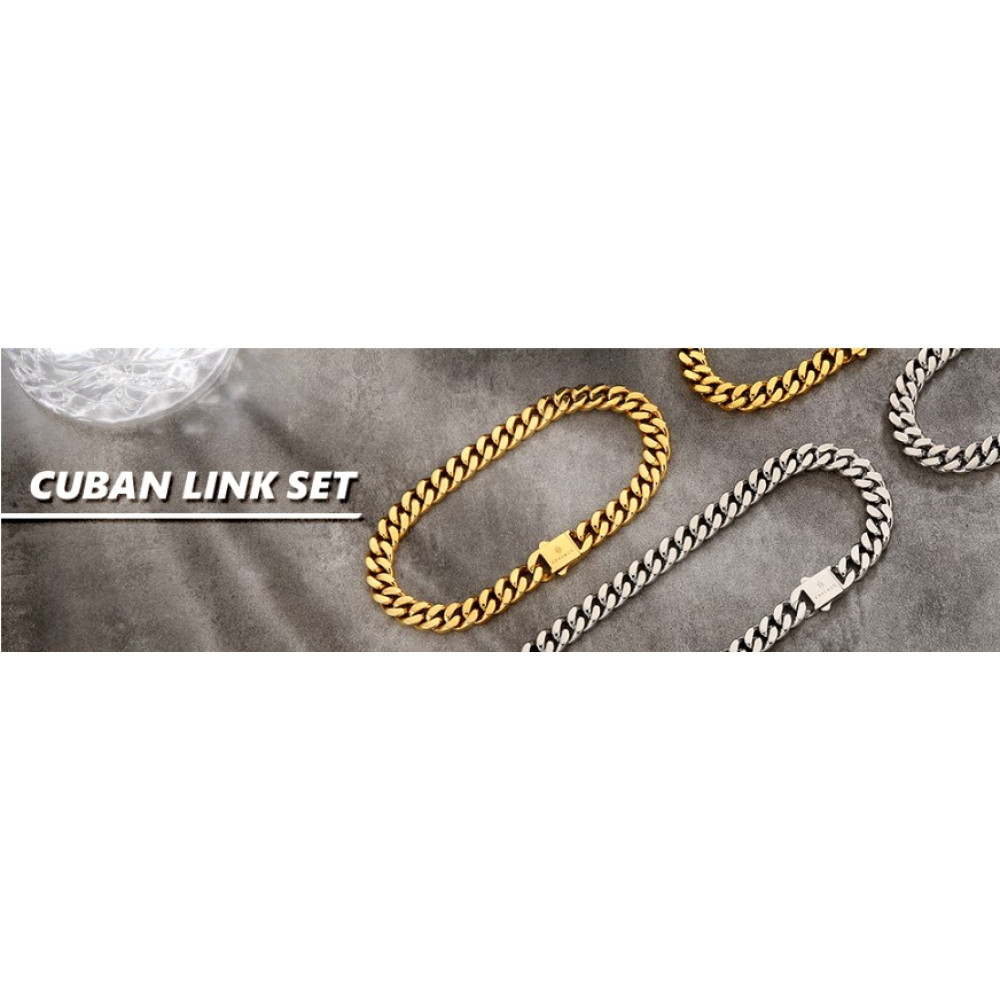 Цепочка мужская KRKC CO 8 мм нержавеющая сталь позолота 18K 50 66 см