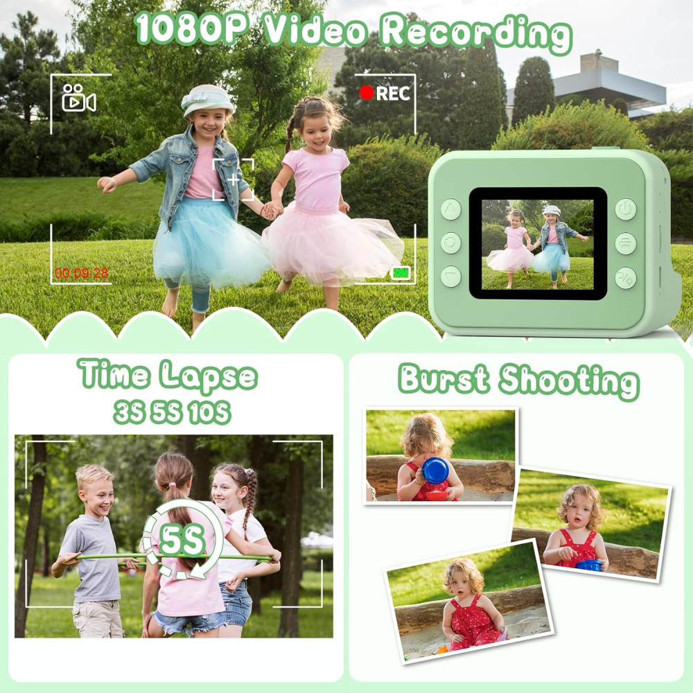 Детская фото камера мгновенной печати фотоаппарат Hangrui с картой памяти 32G 