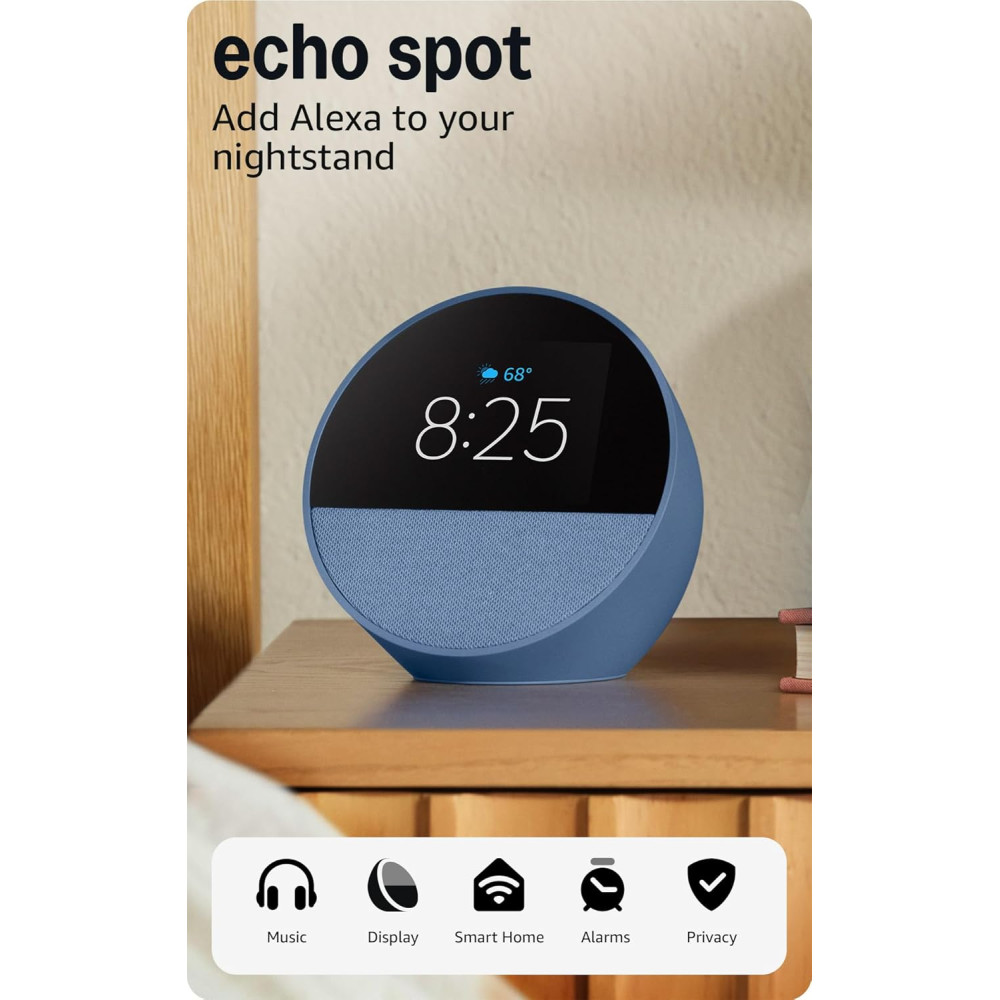 Smart-будильник Amazon с Alexa и ярким звуком, Ocean Blue