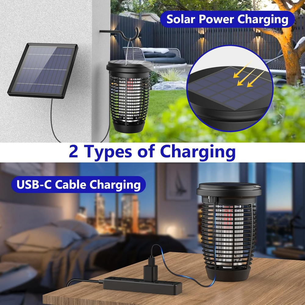 Электрический уничтожитель насекомых с солнечной панелью PALONE 4500V 2500mAh