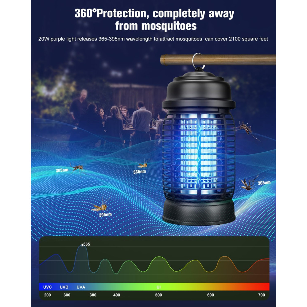 Ультрафіолетовий знищувач комах DEEZEE 4200V для дому та вулиці 20W 