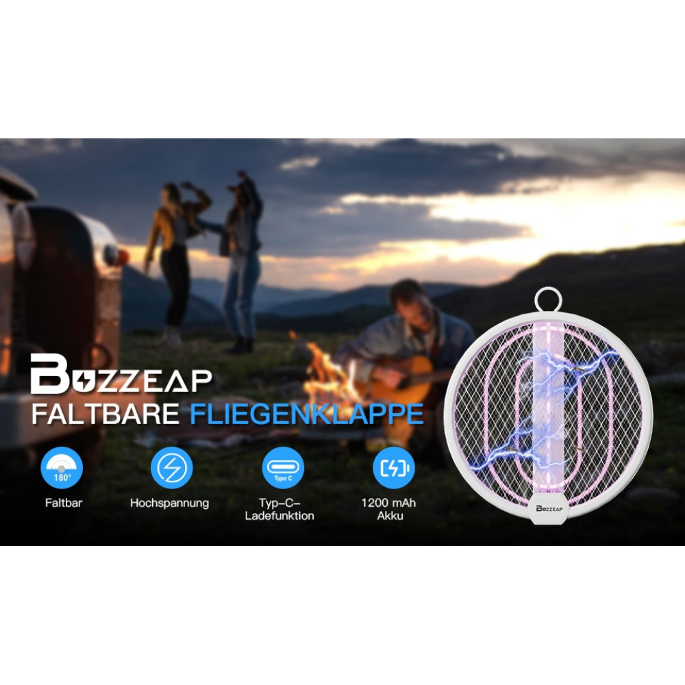 Электрическая мухобойка 2-в-1 Buzzeap с UV-ловушкой и USB-зарядкой