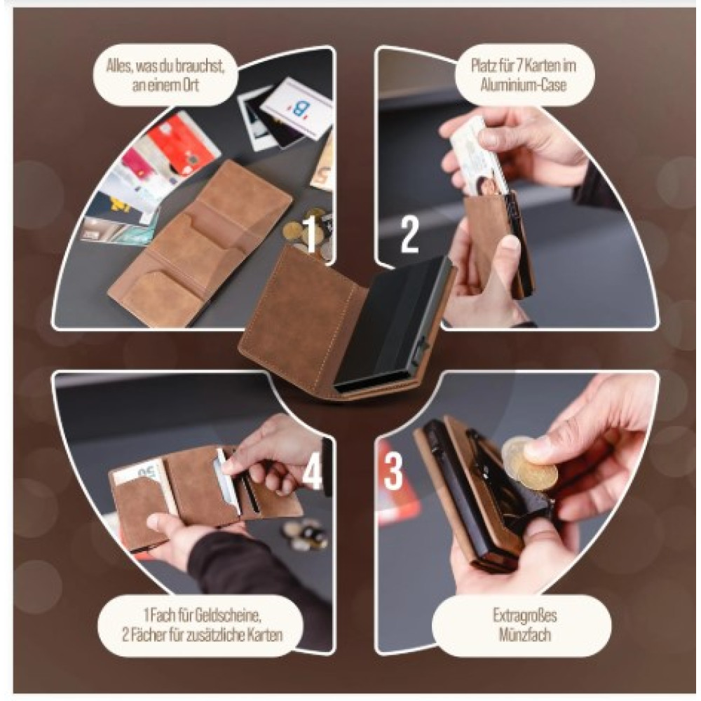 Мужской кошелек pots Minimalist Wallet с RFID защитой и алюминиевый кардхолдер