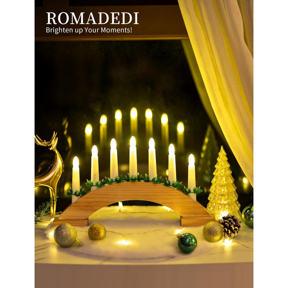 Рождественский подсвечник Romadedi с 7 LED-свечами деревянный мостик