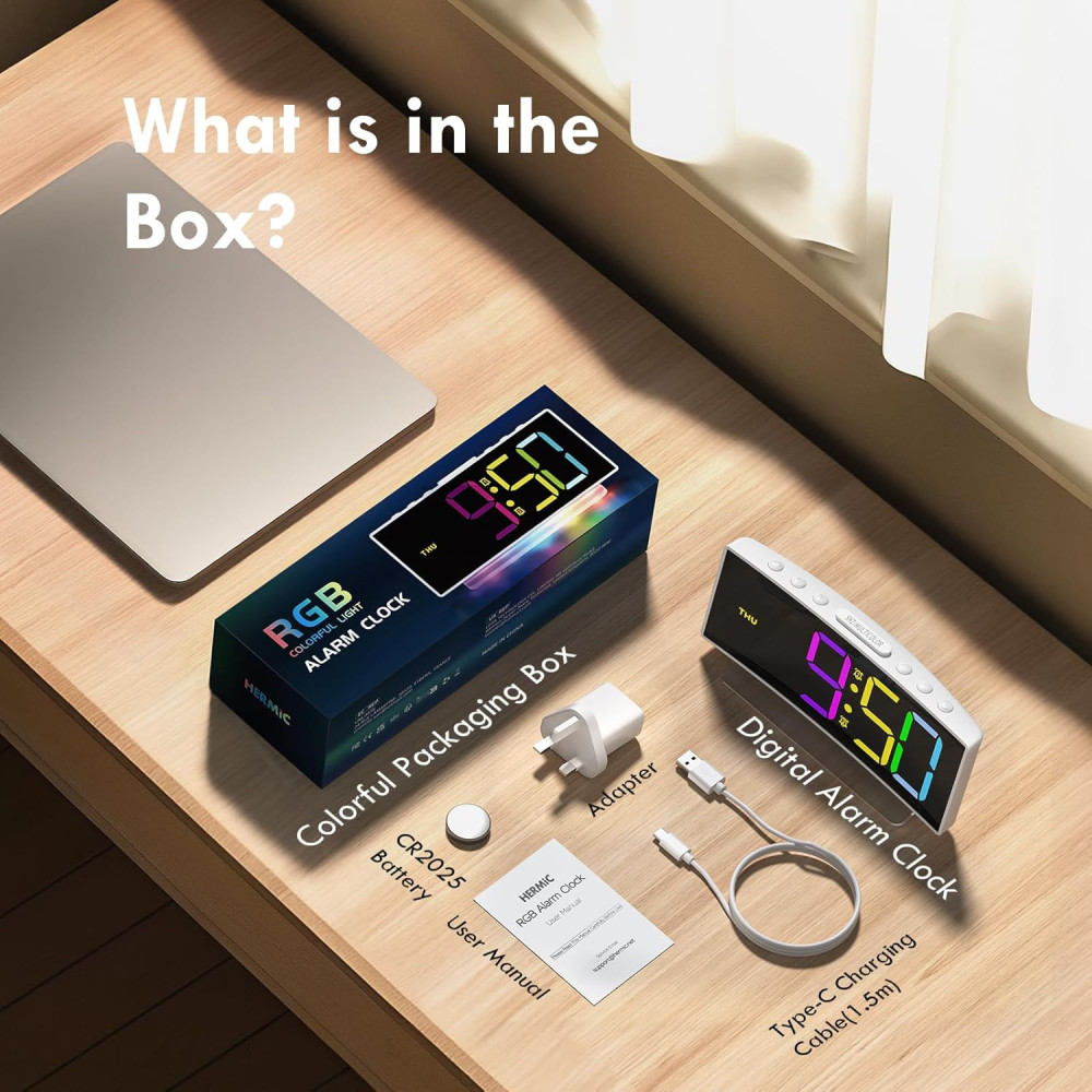 Электронный будильник настольный HERMIC G10 RGB LED 8 цветов