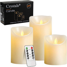 LED свечи восковые без пламени Crystals набор 3 шт с пультом таймером