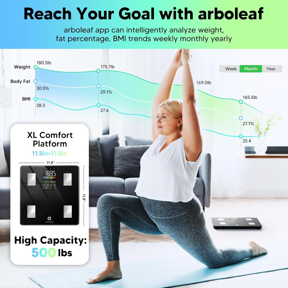 Умные весы Arboleaf с BMI и анализом состава тела до 225 кг